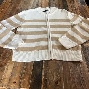 Sanctuary Cream and Tan Striped Cardigan